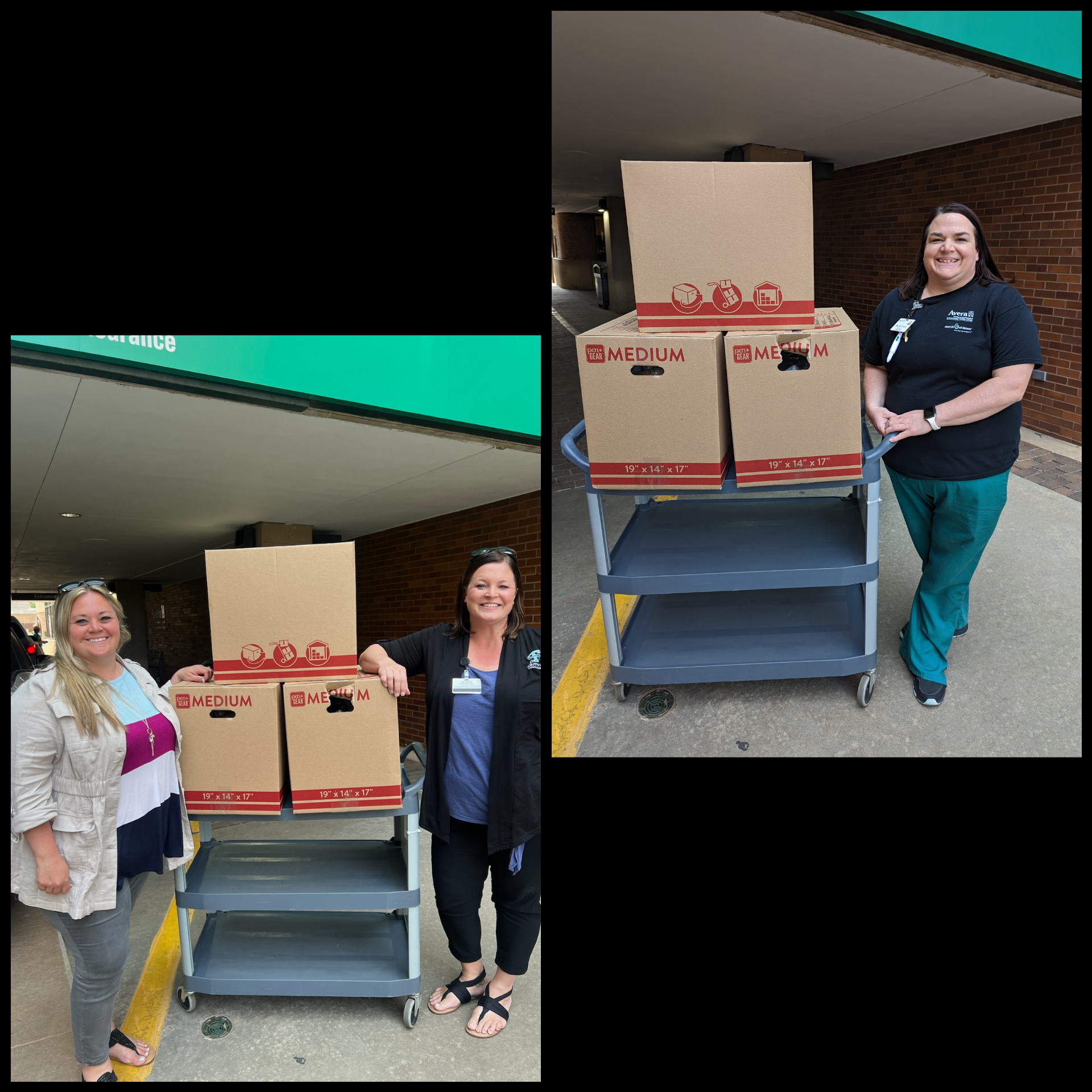 collage of nursing students delivering care kits