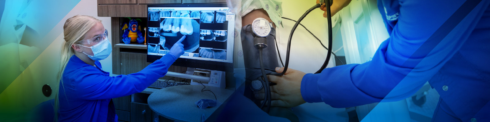 blood pressure cuff and dental x-ray