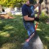 Students and staff volunteer to rake yards as part of Service to Community days. 