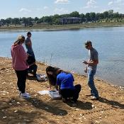 Students in Julie Olson's Environmental Sciences class did water quality tests at Lake Lorraine in Sioux Falls. 